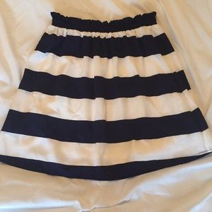 Navy and white striped skirt.